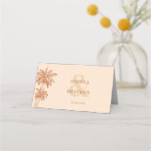 Crème Beige Palmboom Boho Beach Trouwtafel Plaatskaartje (Achterkant)