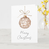 Crème Beige Ronde Ornamenten Kerst Kaart (Gele Bloem)