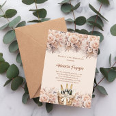 Crème beige rozen bubbly brunch Vrijgezellenfeest Kaart