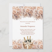 Crème beige rozen floral boho bubbly Vrijgezellenf Kaart (Voorkant)