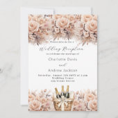 Crème beige rozen mousserende wijn bruiloft recept kaart (Voorkant)