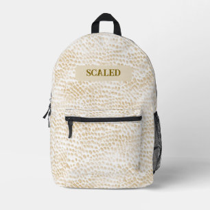 Crème Beige Slangenhuid Patroon Elegante Reptiel Bedrukte Rugzak