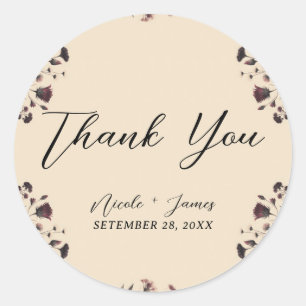 Crème Beige Vintage Shabby Chic Romantische Bloeme Ronde Sticker