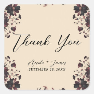 Crème Beige Vintage Shabby Chic Sfeervol Bloemmoti Vierkante Sticker