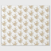Crème Beige Vogels Kerstmis Cadeaupapier (Vlak)