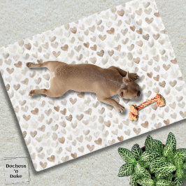 Crème Beige Waterverf Harten Patroon Huisdier  Fleece Deken