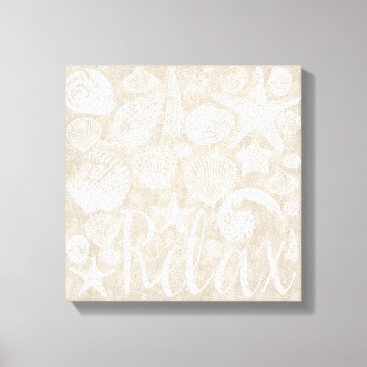Crème Beige White Beach Shells Ontspannen Canvas Afdruk (Voorkant)
