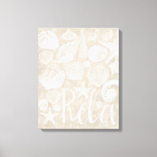 Crème Beige White Beach Shells Ontspannen Canvas Afdruk (Voorkant)