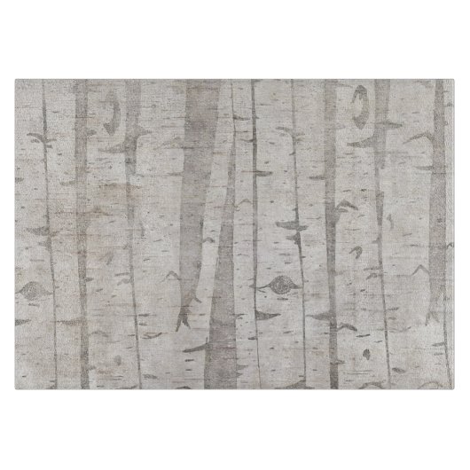 Crème Beige Witte Berken Bomen Snijplank (Voorkant)