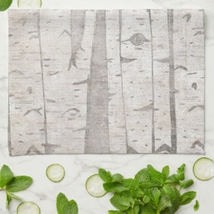 Crème Beige Witte Berken Bomen Theedoek