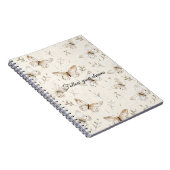 Crème Beige Zand Vlinders Notitieboek (Rechterzijde)