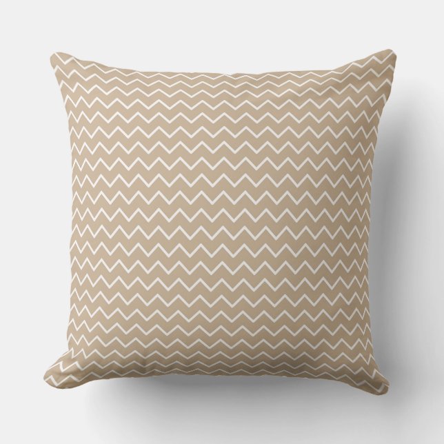 Crème Beige Zigzag/Polka Dot Omkeerbaar Kussen (Voorkant)