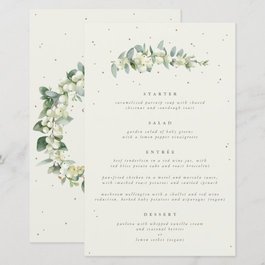 Crème Bes + Eucalyptus 4-gangen trouwmenu (Voorkant / Achterkant)