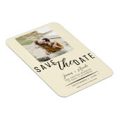 Crème Bewaar de datum Foto Bruiloft Magneet (Rechterzijde)