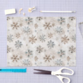 Crème Blauw Bruine Sneeuwvlokken Kerst Tissuepapier (Craft)