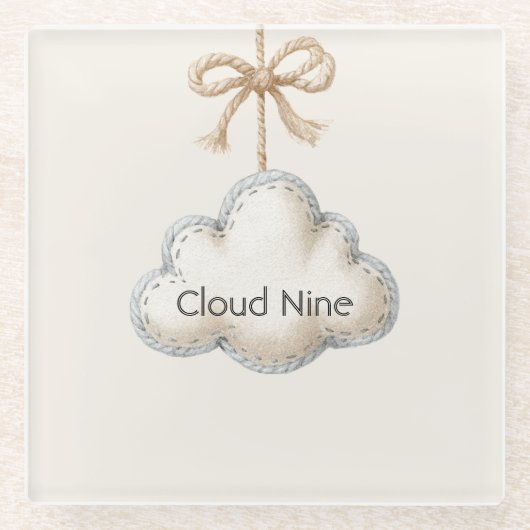 Crème Blauwe Cloud Nine Glazen Onderzetter (Voorkant)
