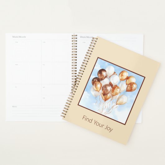 Crème Blauwe Luchten Goud Witte Ballonnen Planner (Display)