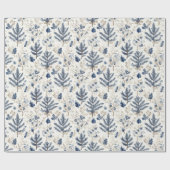 Crème Blauwe Pijnboom Kerst Cadeaupapier (Vlak)