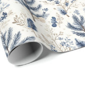 Crème Blauwe Pijnboom Kerst Cadeaupapier (Rol Hoek)