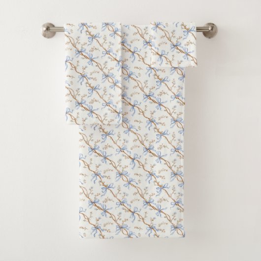 Crème Blauwe Strikken Bad Handdoek (Insitu)