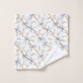 Crème Blauwe Strikken Bad Handdoek (Wasdoekje)