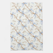 Crème Blauwe Strikken Theedoek (Verticaal)