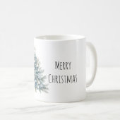Crème Blauwe Winter Kerstboom Koffiemok (Voorkant rechts)