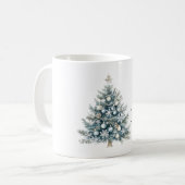 Crème Blauwe Winter Kerstboom Koffiemok (Voorkant links)