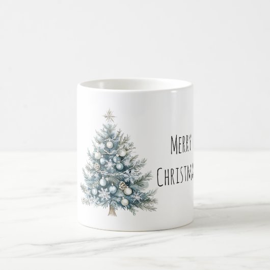 Crème Blauwe Winter Kerstboom Koffiemok (Center)