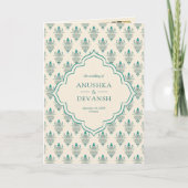 Crème Blauwgroen Ikat Alles in een Indiase bruilof (Voorkant)