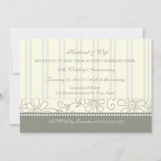 Crème Bloem 20e Jubileum Feest Uitnodiging (Achterkant)