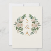 Crème Bloemen Arabisch Engels moslim bruiloft Kaart (Achterkant)