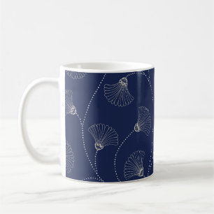 Crème Bloemen Art Nouveau Indigo Koffiemok