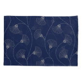 Crème Bloemen Art Nouveau Indigo Kussensloop (Achterkant)