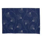 Crème Bloemen Art Nouveau Indigo Kussensloop (Voorkant)