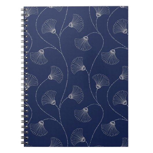 Crème Bloemen Art Nouveau Indigo Notitieboek (Voorkant)