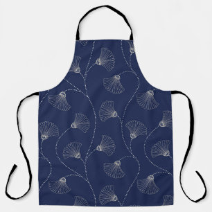 Crème Bloemen Art Nouveau Indigo Schort