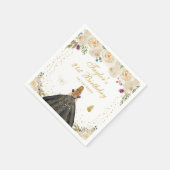 Crème Bloemen Blond Haar Meisje Verjaardagsfeest Servet (Hoek)