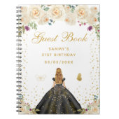 Crème Bloemen Blond Haar Prinses Gastenboek Notitieboek (Voorkant)