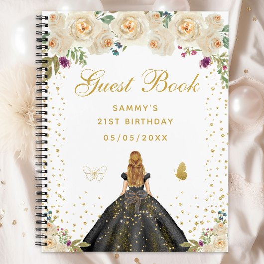 Crème Bloemen Blond Haar Prinses Gastenboek Notitieboek