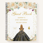 Crème Bloemen Blond Haar Prinses Gastenboek Notitieboek (Voorkant)