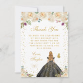 Crème Bloemen Blond Haar Prinses Verjaardagsfeest Bedankkaart (Voorkant)