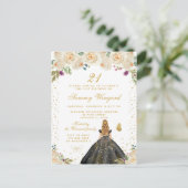 Crème Bloemen Blond Haar Prinses Verjaardagsfeest Briefkaart (Staand voorkant)