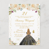 Crème Bloemen Blond Haar Prinses Verjaardagsfeest Briefkaart (Voorkant)