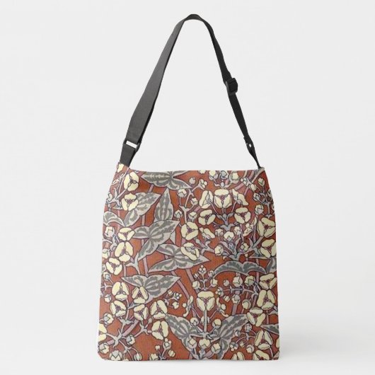 Crème Bloemen Bruin Achtergrond Print Crossbody Tas (Achterkant)