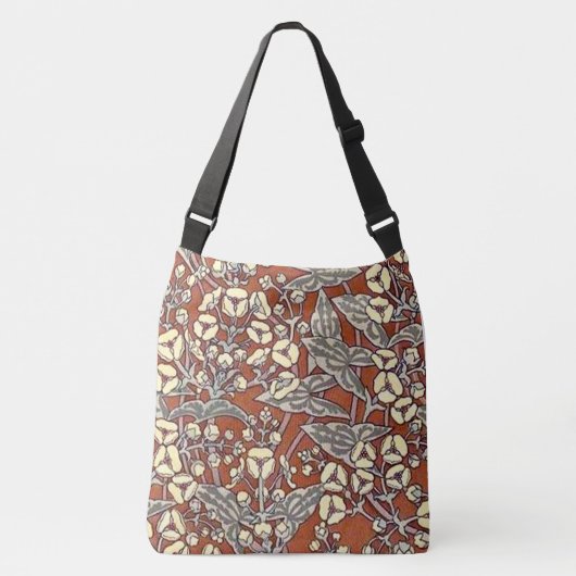 Crème Bloemen Bruin Achtergrond Print Crossbody Tas (Voorkant)