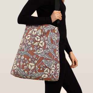 Crème Bloemen Bruin Achtergrond Print Crossbody Tas