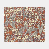 Crème Bloemen Bruin Achtergrond Print Fleece Deken (Voorkant (Horizontaal))