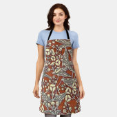 Crème Bloemen Bruin Achtergrond Print Schort (Gedragen)