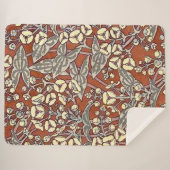 Crème Bloemen Bruin Achtergrond Print Sherpa Deken (Voorkant (horizontaal))